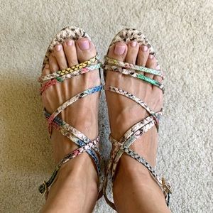 LOUISE et CIE Multi-Colored Strap Heel Sandals, size 5.5/36